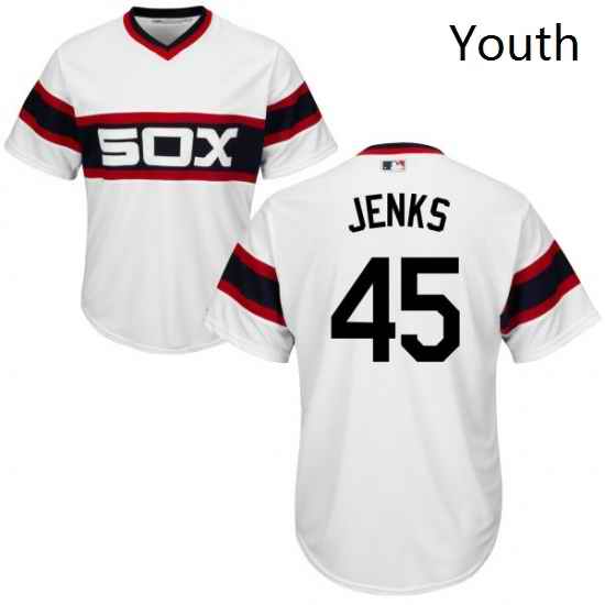 Youth Majestic Chicago White Sox 45 Bobby Jenks Authentic White 2013 Alternate Home Cool Base MLB Jersey